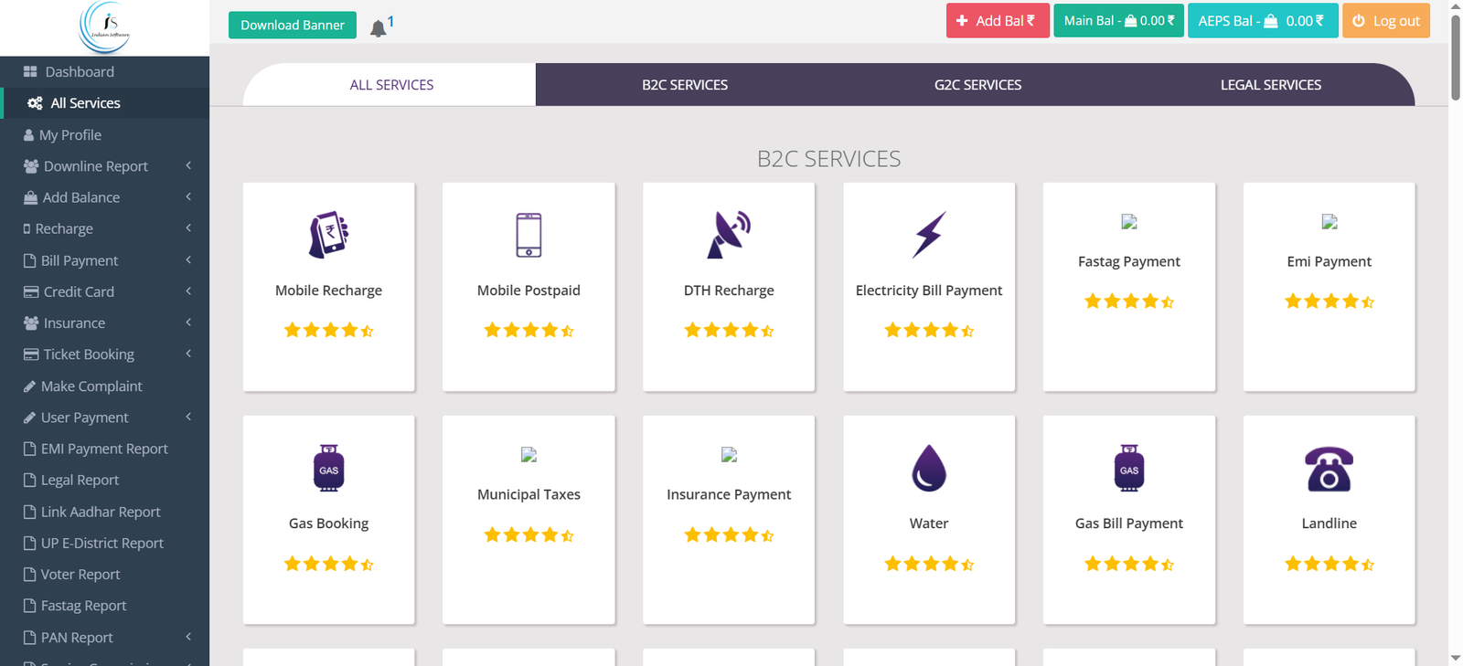 User Services Dashboard